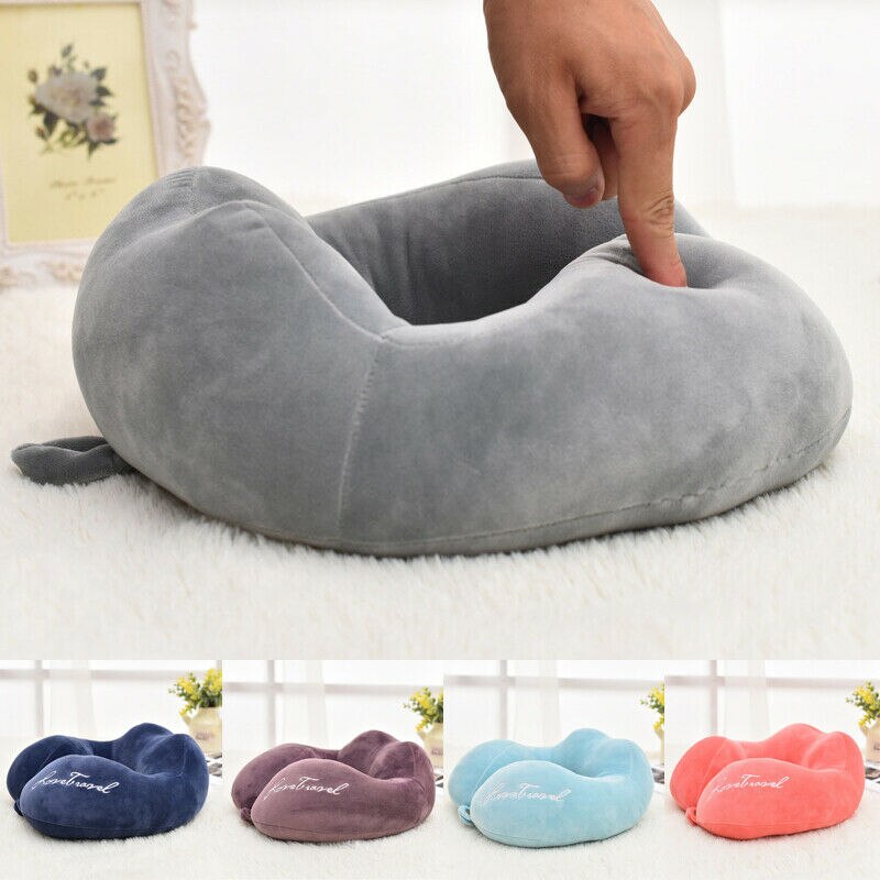 Almohada de apoyo para el cuello en forma de U, cojín de espuma de memoria suave para descanso en tren, avión, cabeza, viaje, oficina, coche, avión, dormir, multicolor