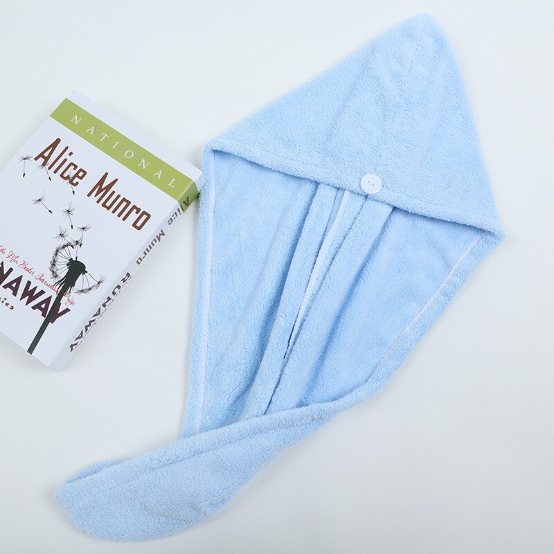 Dikker Quick-Droog Haar Handdoek Cap Hoed Meisje Haardrooginrichtingen Hoed Bad Hat Microfiber Effen Handdoek Cap Super absorptie Tulband: Sky Blue