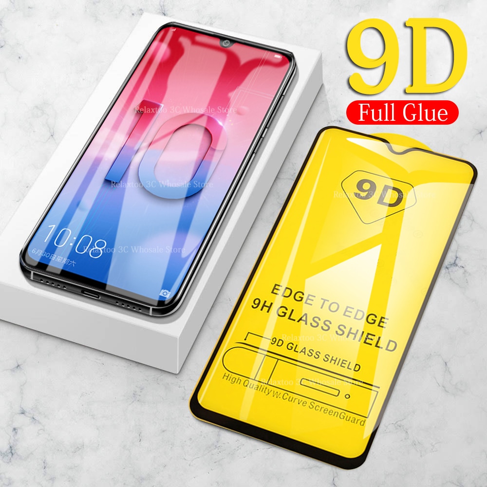 9D Full glue tempered glass on honor 10 lite 9 light screen protector For huawei honor 8s 8c 8x 10i 20 pro 9x safety protective