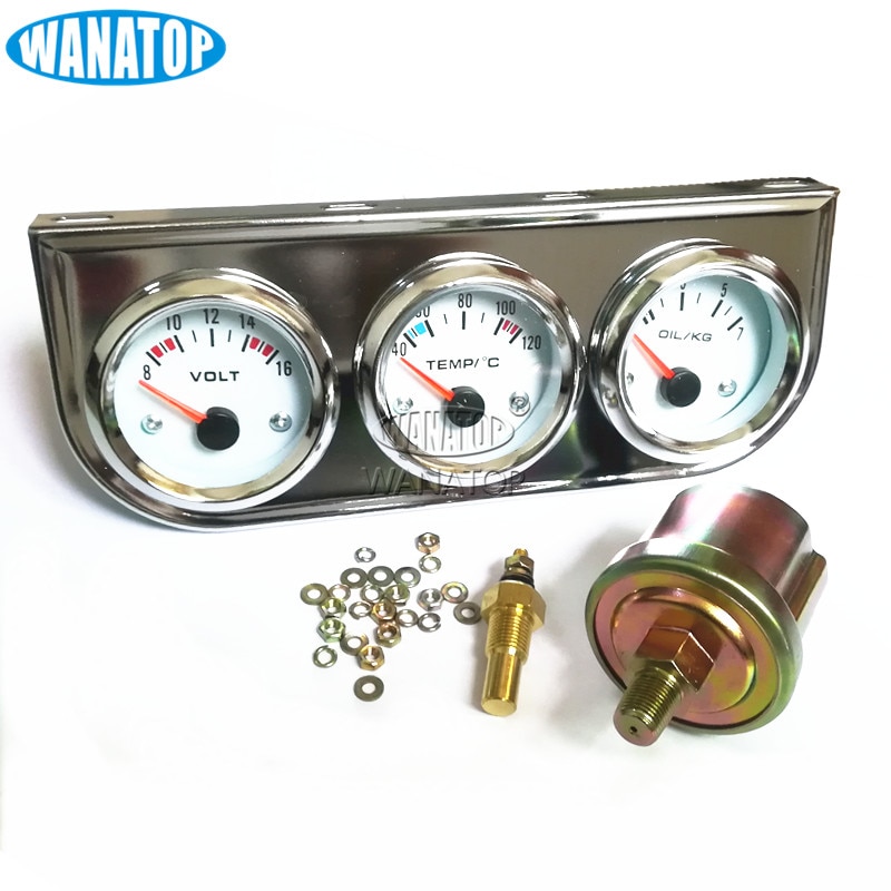 Juego de manómetro Triple YC100895 AW-C3, indicador de temperatura de agua, medidor de presión de aceite para coches, camiones, tractores y motores marinos