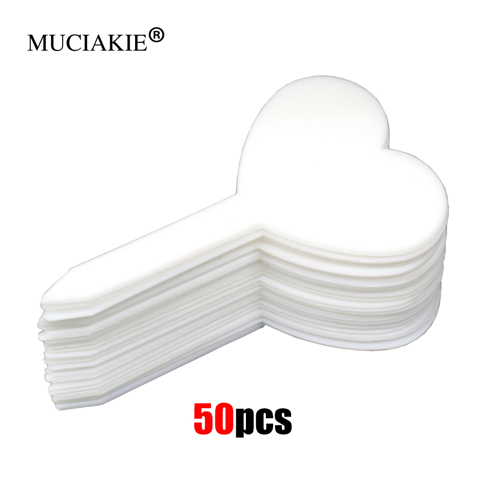MUCIAKIE 50PCS Gardening Plant Heart Shape Waterproof Thick Tags Reusable Flower Label Markers Tools Garden Seedling Tray Mark: White