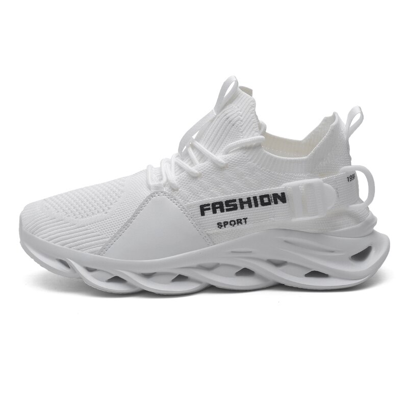 Åndbare løbesko 44 lette sportssko til mænd 43 komfortable sneakers 42 joggingsko til fods: Hvid / 6.5