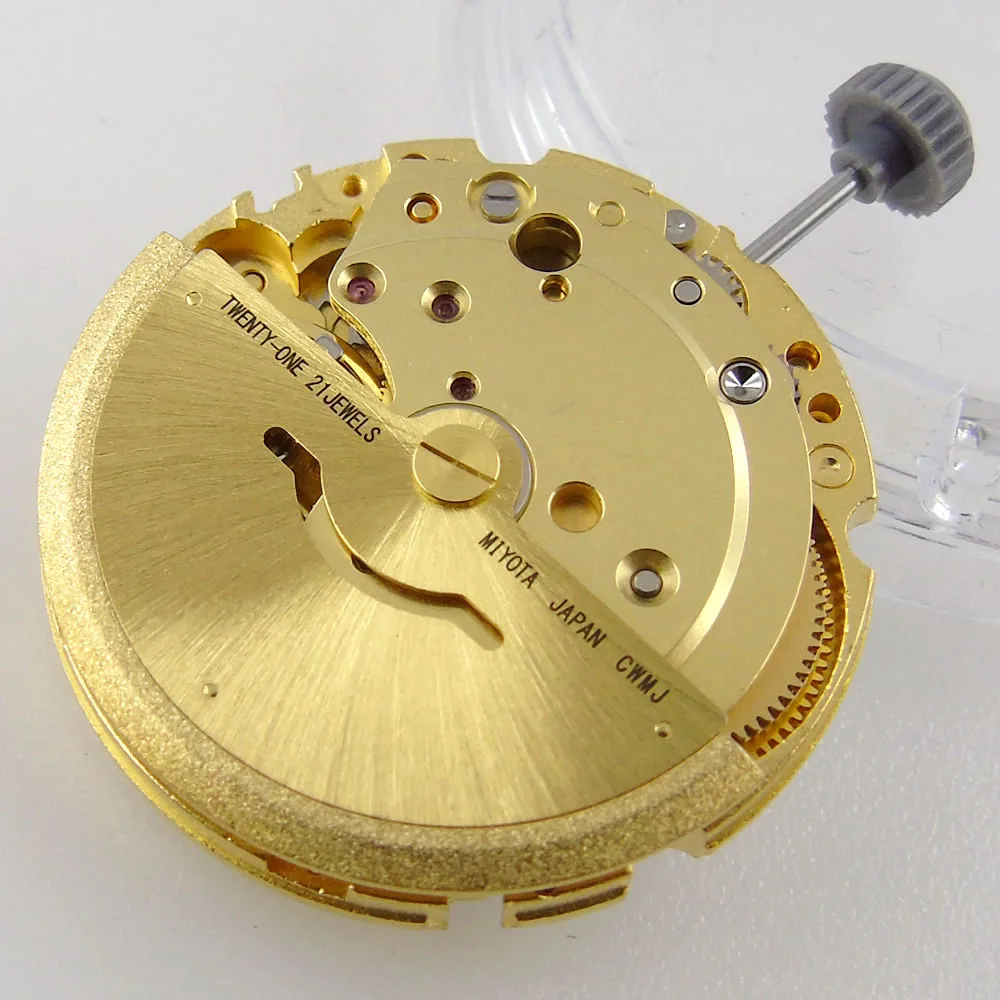 Miyota-movimiento mecánico automático 821A 8215, accesorios de reloj, Hacking segundos, fecha automática, 21 joyas, fecha blanca y negra: Marrón
