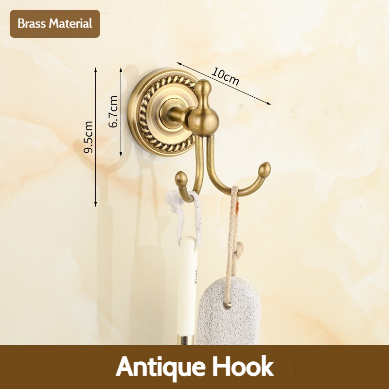 Antieke badkameraccessoiresets van geborsteld messing: handdoekrek, toiletpapierhouder, zeephouder, handdoekrek, badkamerbeslagsets: Lichtgeel