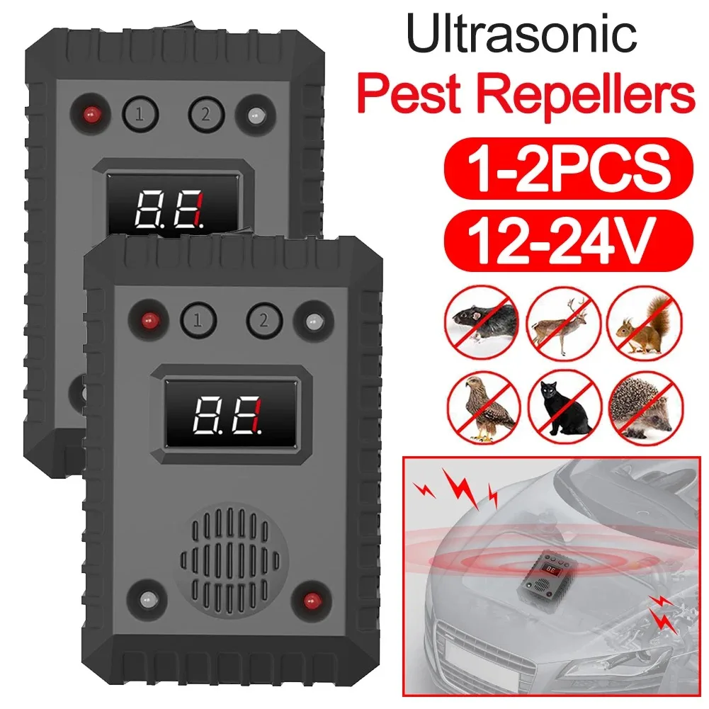 Repelente ultrasónico de ratas para coche, luces estroboscópicas de 8 LED, repelente de roedores, alarma de ultrasonido, repelente de ratas de ratón para Auto/Interior/almacén