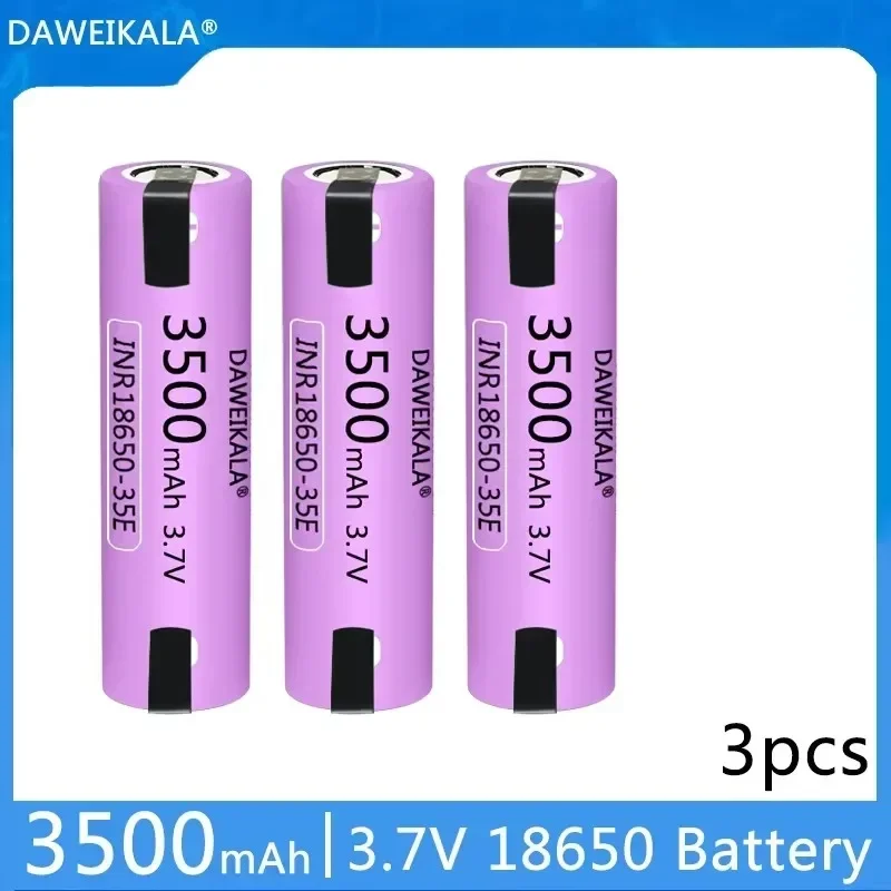 2025 Neuer 35E 18650 3500 mAh Hochleistungs-Entladungs-Akku mit 20 A Hochstrom und DIY-Nickelstreifen: Schwarz