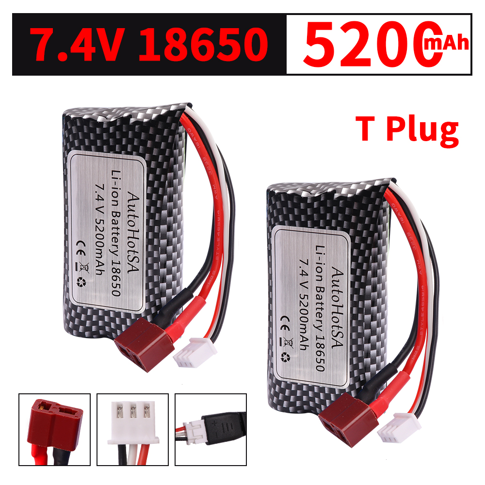 Batterie Li-ion 7.4V 5200mAh 18650 pour Wltoys 10428 /12428/12423 pièces de voiture RC 2s 7.4v batterie pour Wltoys 144001 A959-B A969-B Q46: GRIS