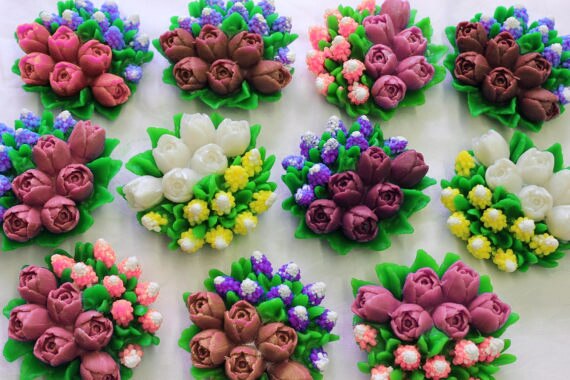 Silikon blommor formar 3d formar av tulpaner tvål form skog blommor formar mors dag bukett blommor przy 001
