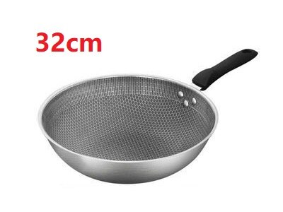 Honingraat Handgemaakte Rvs Wok Set Anti-aanbak Koekenpan Dikke Wok Koekenpan Non-stick Niet Roestende Gas/Inductie fornuis Pan: B Without lid-32