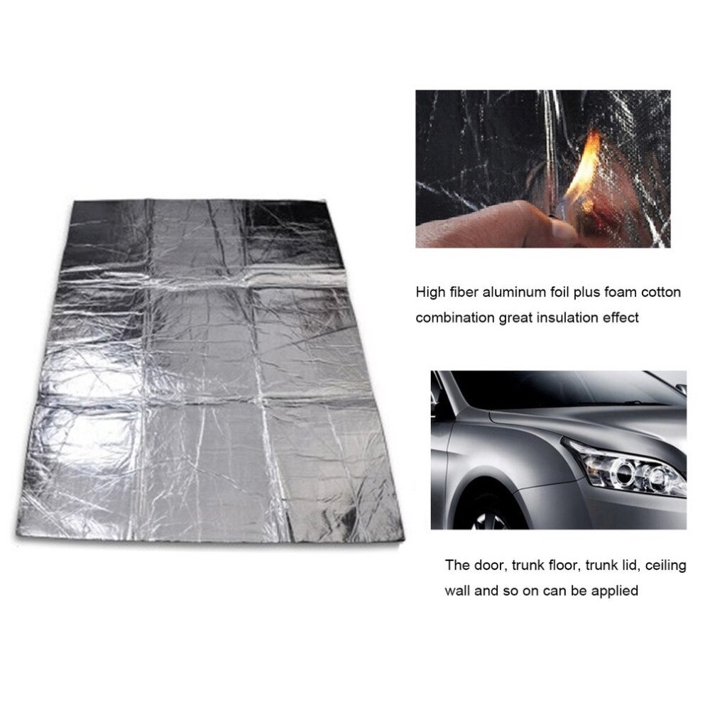 Universal Car Hood Engine Firewall Heat Mat Deadener Sound Insulation Deadening Aluminum Foil Sticker Shield Mat
