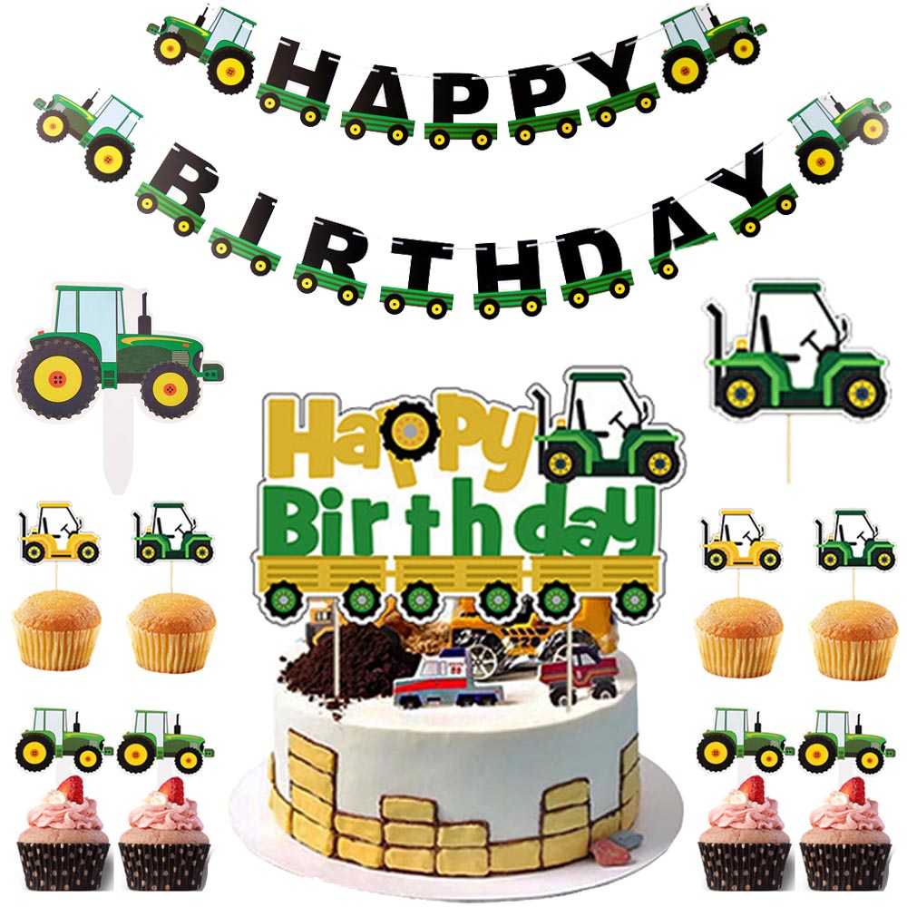 Groene Tractor Cupcake Toppers Truck Auto Cupcake Picks Tractor Party Cupcake Toppers Voor Baby Douche Farm Themafeesten Supplie