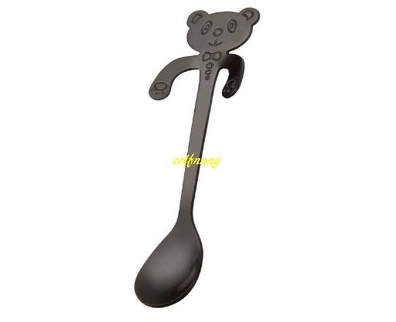 Cucharas de hielo de acero inoxidable 304, cuchara mezcladora de café, té, Panada, postre, herramientas de Bar de cóctel, 11,7 cm, , 7 unids/lote: Negro
