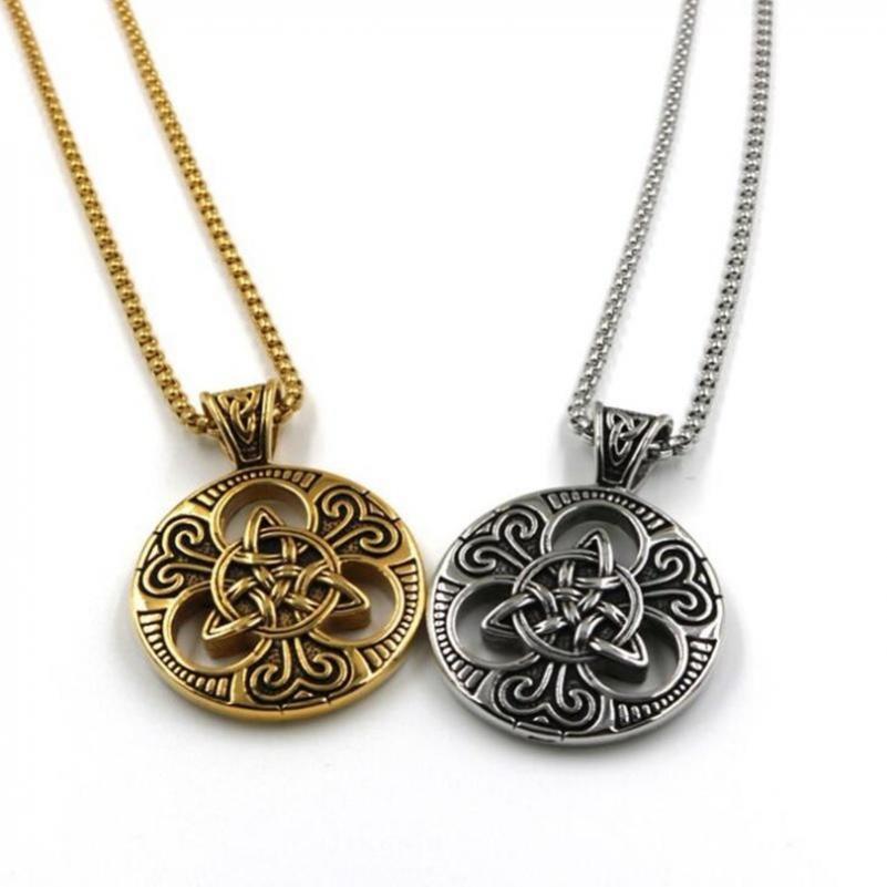 Men's necklace retro nordic viking celtic knot symbol pendant punk locomotive jewelry