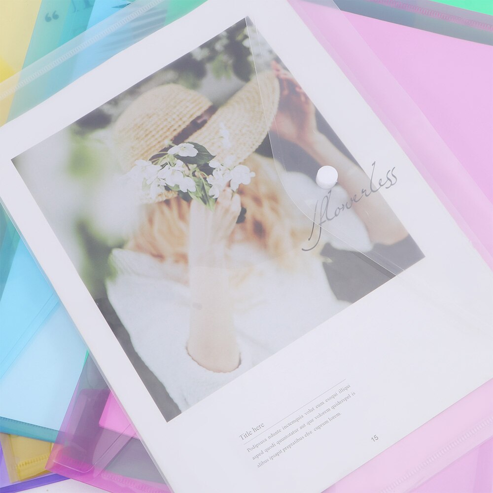 12Pcs/set A4 Clear Plastic Document Bag File Bags School Office Paper File Folder Stationery Case Organizer Filing Products