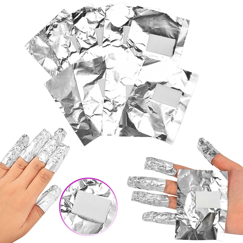 100Pcs Draagbare Met Kleine Katoen Blok Nail Remover Tin Folie Nagellak Om Het Middel Soak Remover reizen Nail Art