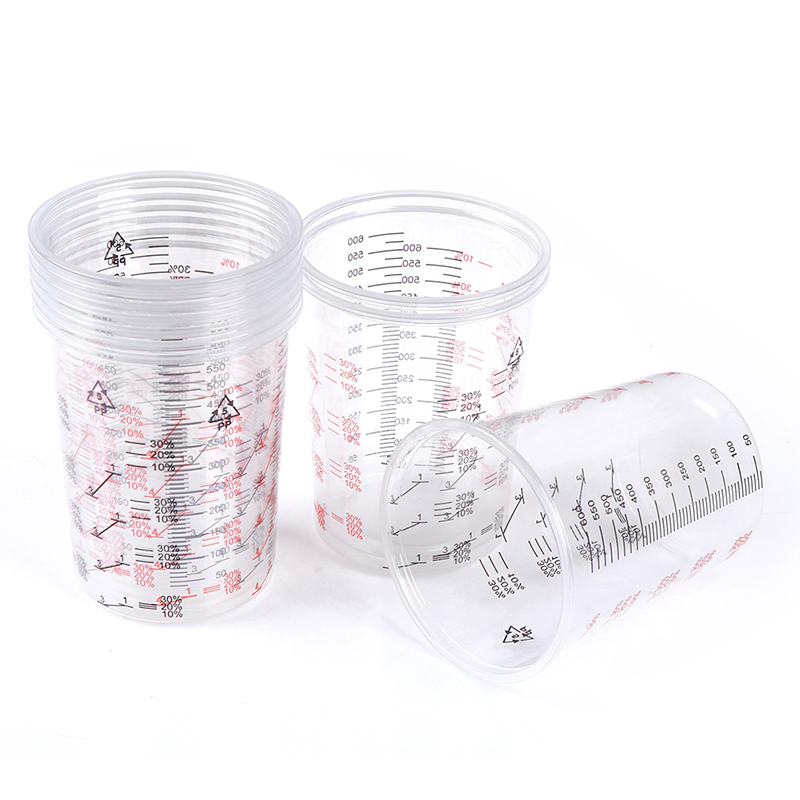 Bol de mélange de peinture en plastique, 10 pièces, gobelet calibré, 600ml, pour un mélange précis de peinture et de liquides