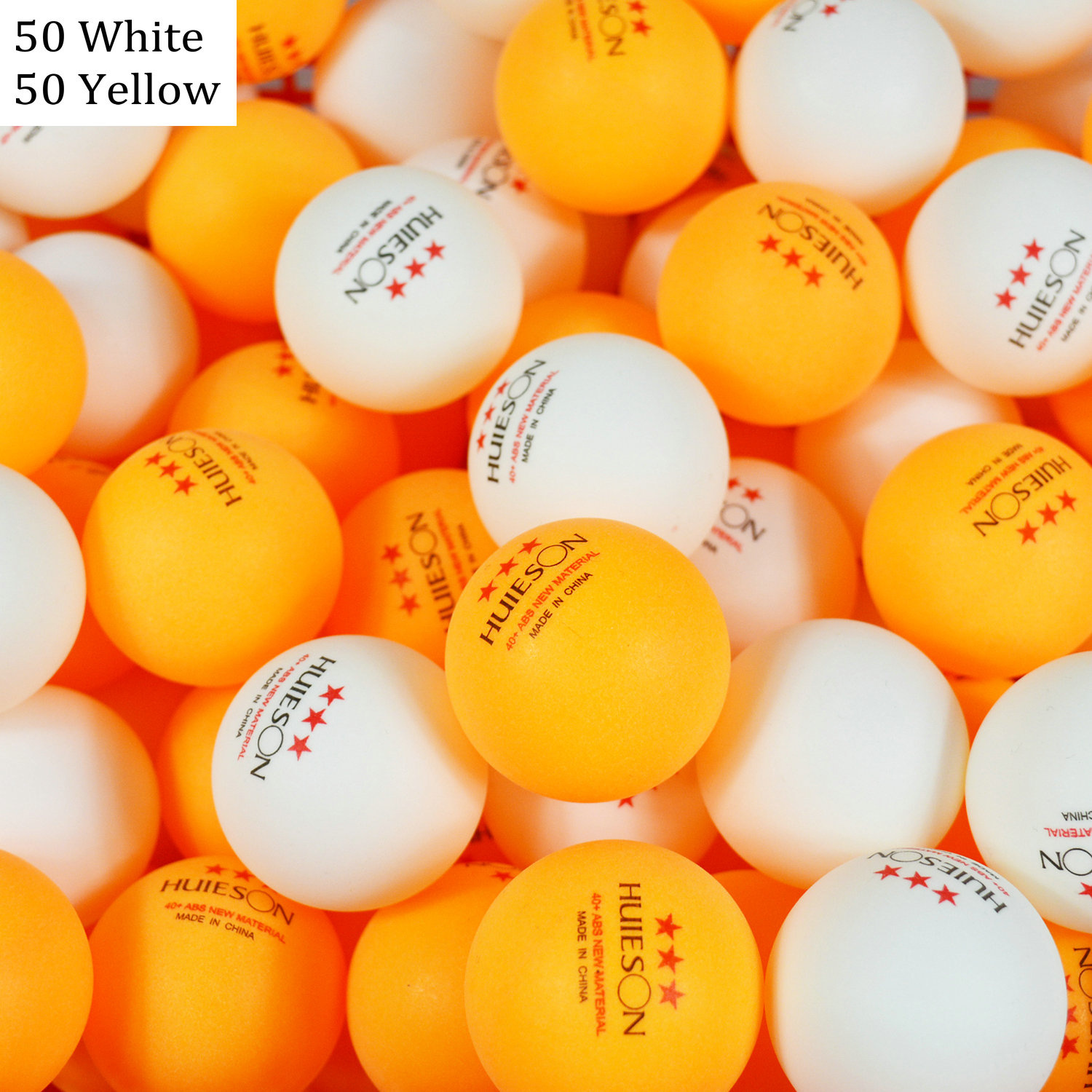 Huieson 30 50 100 angielski nowy materiał piłeczki robić tenisa stołowego 3 gwiazda 40 + ABS plastikowe piłki robić świst-ponga stół trening tenis piłki: 50 żółty 50 biały