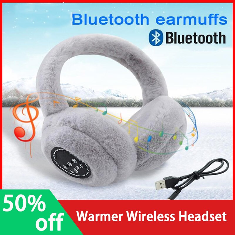 Warm Fluffy Earmuff Headset Wireless Bluetooth 5.0 Headphone Winter Earphone Thick Fur Winter Ear Warmer For Phone PC