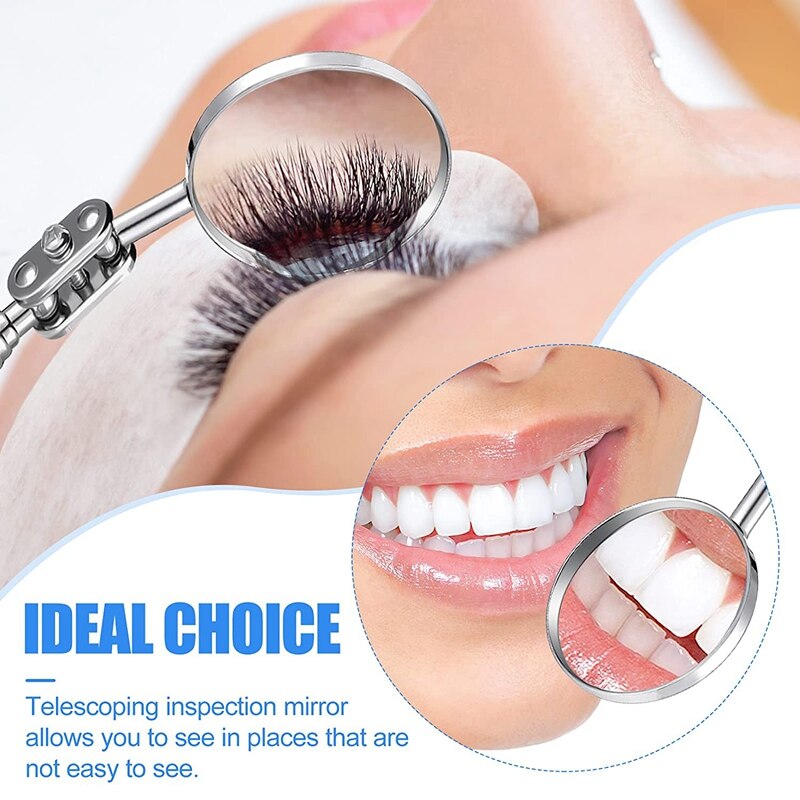 4 Pcs Telescoping Inspection Mirror LED Lighted Flexible Inspection Mirror Round Mirror Square Mirror Inspection Tool