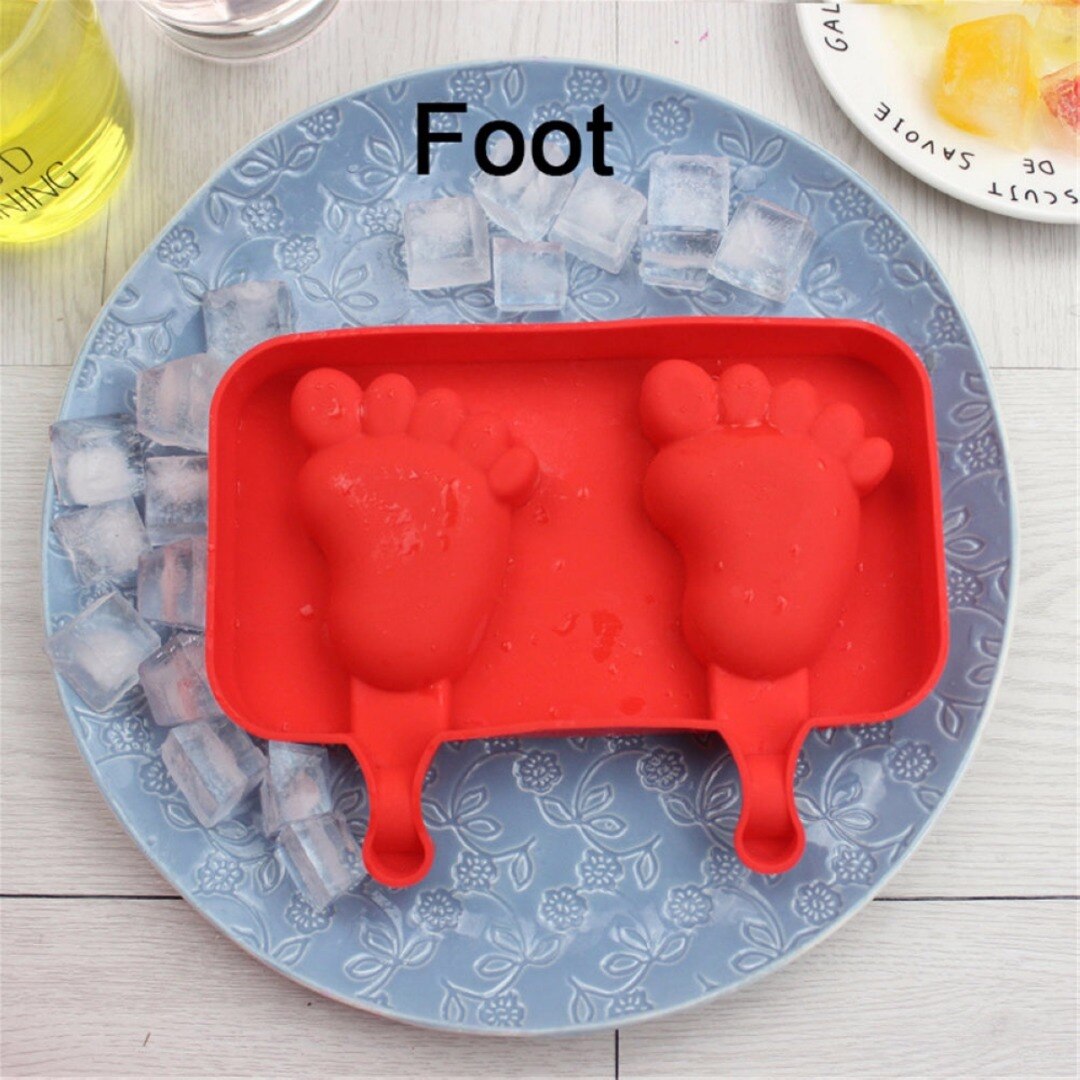 Ice Cream Mould Frozen Pan Ice Pop Mold Tray W/ 20Pcs Sticks & Silicone Cover: Foot