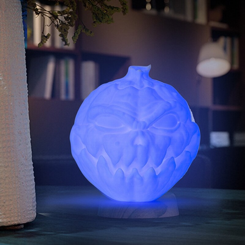 USB LED ical 3D Printed Night Table Light Face Shape Pumpkin Light RGB Desk Lamp with Remote Control Halloween Decoration