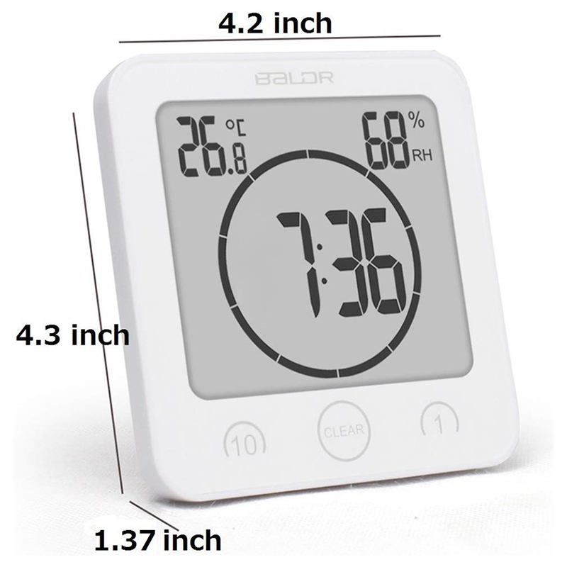 Waterproof LCD Digital Wall Clock Shower Suction Wall Stand Alarm Timer Temperature Humidity Bath Weather Station for Home