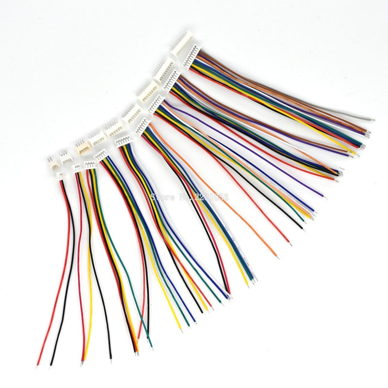 10Sets Male & Female Cable Connector XH 1.25 2/3/4/5/6/7/8/9/10 Pin Single Head Plug With 10cm Electronic Wire Connectors
