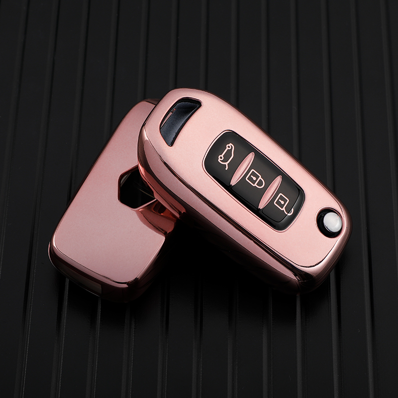 TPU Car Flip Key Case Cover Keychain Protector for Renault Kadjar Captur Megane Sandero Stepway Logan Clio 5 Arkana: Pink