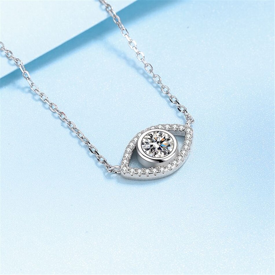 Sherich angel eye  s925 sterling silber 0.5 karat moissanit einzigartige persönlichkeit anhänger halskette #39