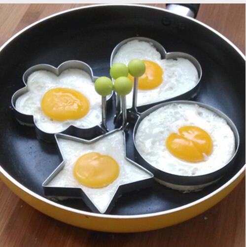 1 set Stainless Steel Fried Egg Mold Pancake Ring bluesky Heart start Round Shaper cooking tools kitchen accessories: A