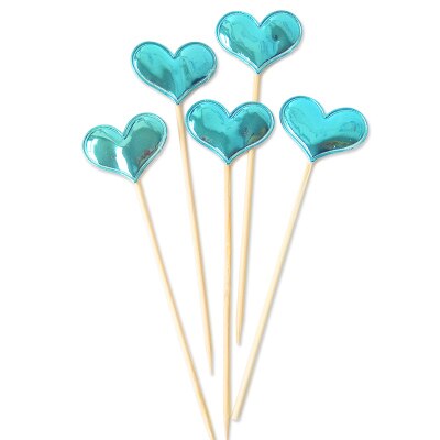 5 stk/pose fargerik stjerne hjerte krone gratulerer med dagen kake topper cupcake topper barn favoriserer bryllupsfest rekvisita hjemmedekorasjon: Blått hjerte