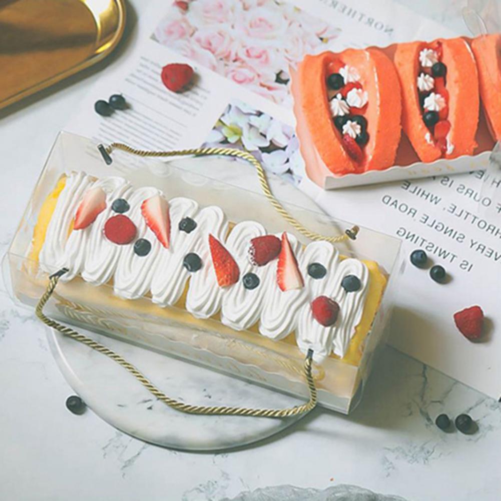 10Pcs Transparent Cake Boxes Durable Lightweight Transparent Cake Swiss Roll Bags for Home Bakery Kitchen