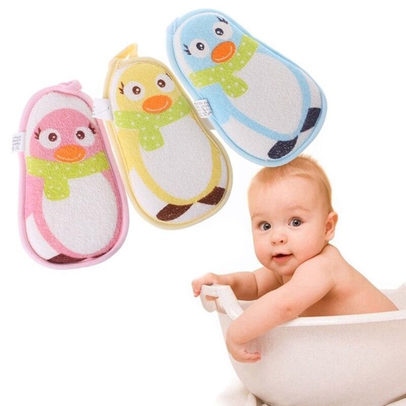 Cute Little Penguin Bath Brush For Baby Infant Shower Faucet Bath Brushes Sponge Rubbing Body Wash Shower Brushes Bath Tools