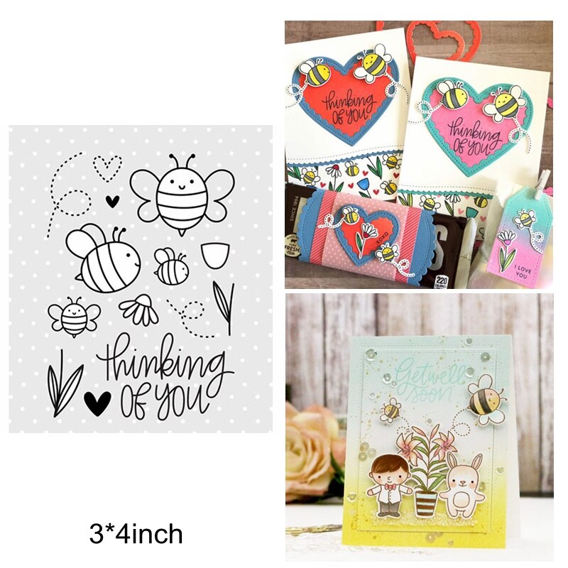 Sellos de silicona transparente para niños y niñas, bonitos animales mezclados, pastel de feliz cumpleaños, abeja, Ángel, unicornio, sello transparente, fabricación de tarjetas artesanales: 10