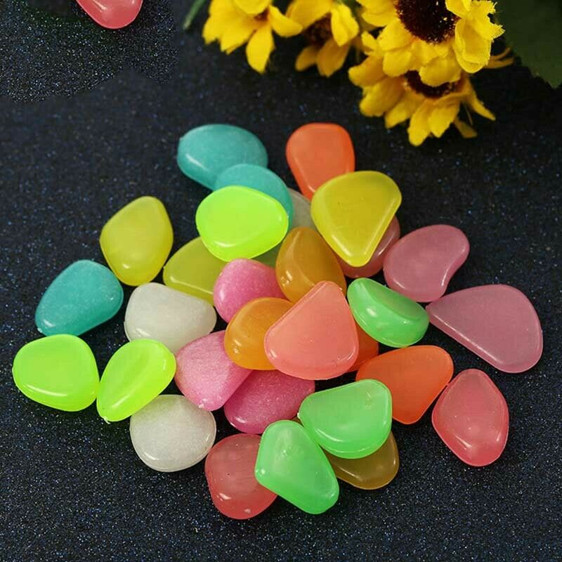 300Pcs Glow in the Dark Garden Pebbles Glow Stones Rocks for Walkways Garden Path Patio Lawn Garden Yard Decor Luminous stones
