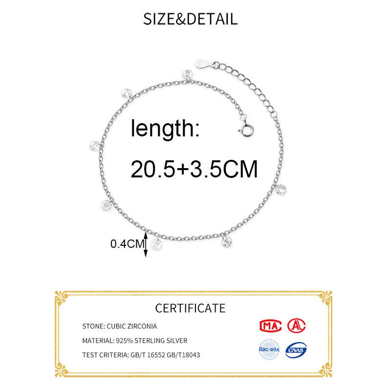 INZATT Echt 925 Sterling Silber Zirkon Fußkettchen Für Frauen Party Nette Feine Schmuck Minimalistischen Zubehör