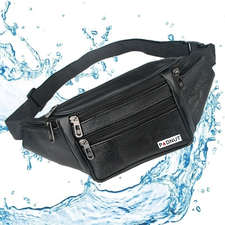 Sac de taille hommes Fanny Pack mâle poche ceinture poitrine Bum sacs taille Packs PU cuir argent téléphone portable en plein air Pochete Nerka Heuptas