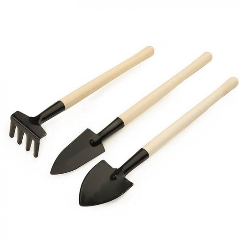 3 Stks/partij Mini Tuingereedschap Kleine Schop Hark Spade Houten Handvat Metal Head Tuingereedschap Kleine Mini