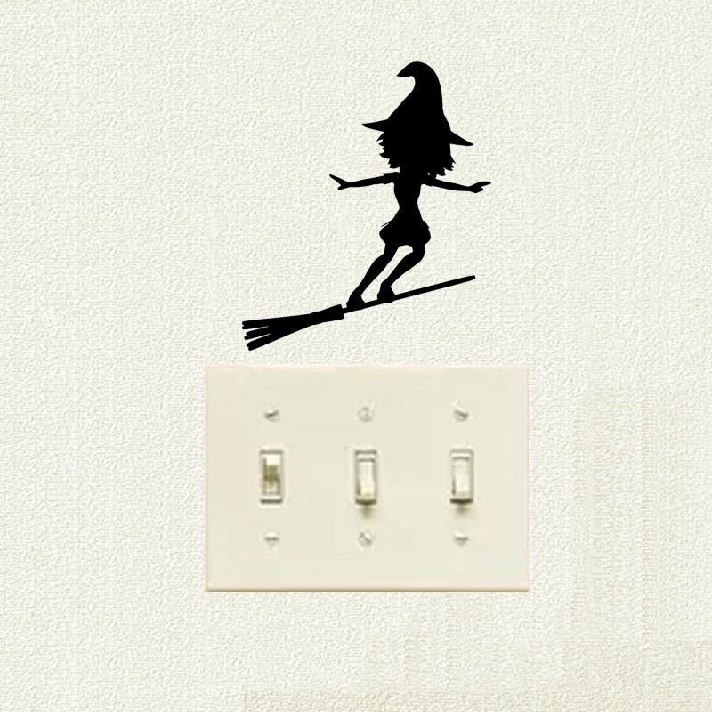 Surfing Witch Door Wall Sticker Room Vinyl Switch Decal 5WS1155