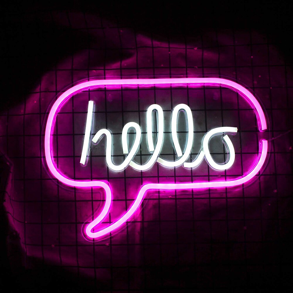 hello Neon Signs LED Poster Cool Store Wallpaper Neon lamp 5V USB Powered Indoor Lighting Wall Decoration leds neon light