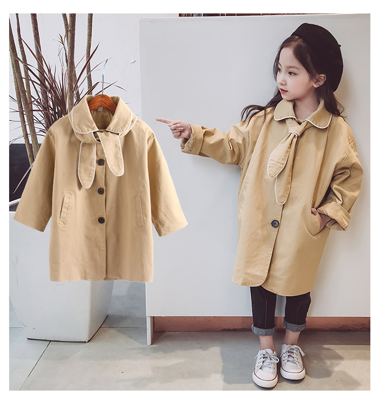 DZIECKO Baby Meisjes Trenchcoat Lente Kinderen Lange Mouw Jassen Met Sjaal Kids Bovenkleding Solid Baby Meisjes Bovenkleding Geul