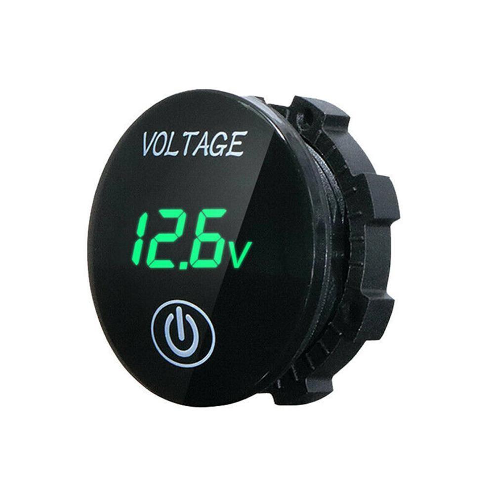 Universal ledet digitalt voltmeter til bilmotocykel atv båd spænding volt meter batterikapacitet skærmpanel med touch switch: Grøn