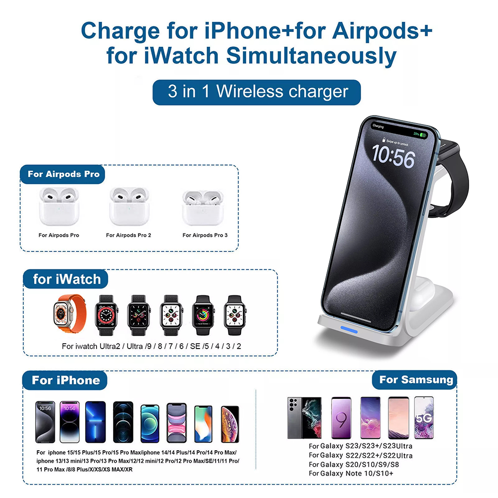 3- -i- -1 trådløs lader 15w ladestasjon trådløs hurtiglader for apple watch iphone 15 14 13 12 11 xs