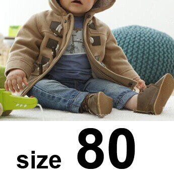 Boys Winter Warmer Clothes 2 Color Kids Outerwear Coat For 1-3 Yrs Baby Thick Clothing Children Hooded Jacket: Browm 80