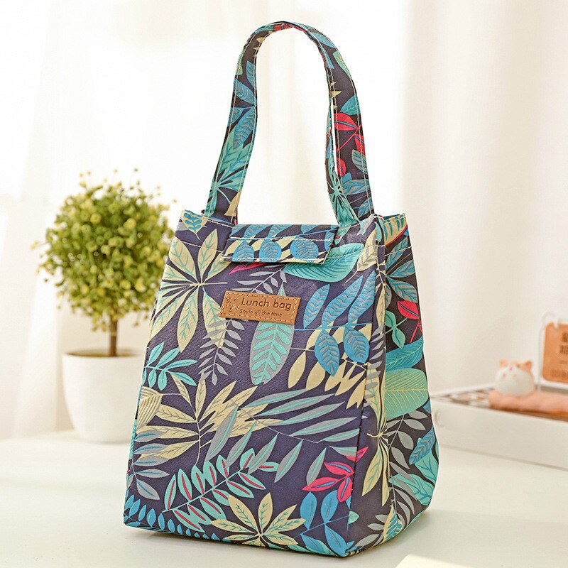 Frische Blätter Neue Frische Mittagessen Taschen Für Frauen freundlicher Lebensmittel Kühler Mittagessen Kasten Tote Kühler Mittagessen Kasten Isolierung Tragbare tote Tasche: F