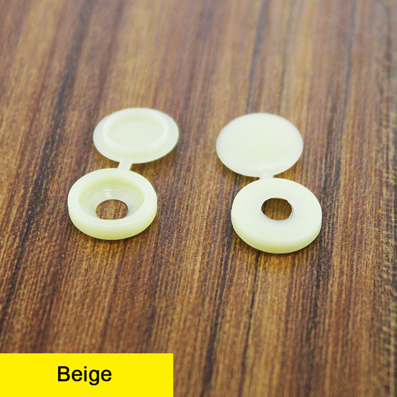 100Pcs Hinged Plastic Screw Cap Cover Fold Snap Protective Cap Button For Car Furniture Decorative Nuts Cover Bolts Hardware: Beige100pcs