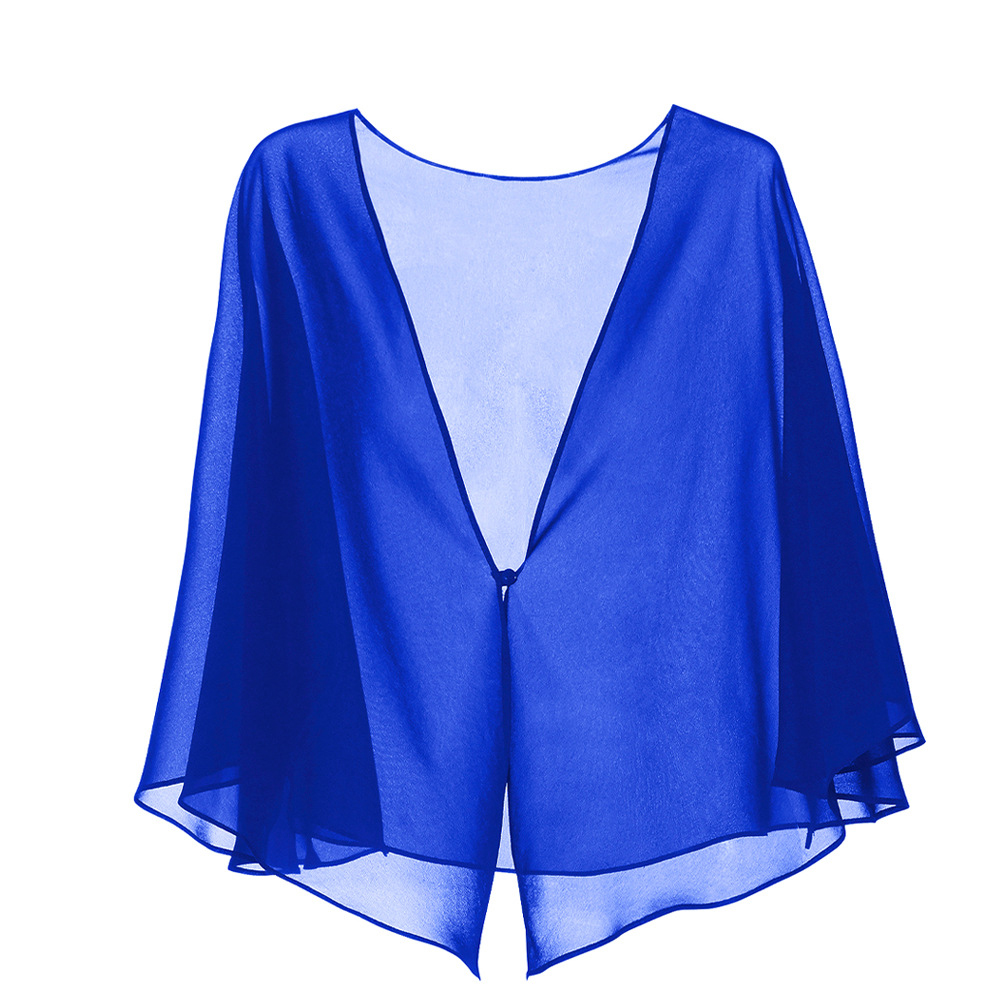 Vrouwen Chiffon Bolero Bridal Jacket Wedding Wraps Cape Avond Party Jurk Mantel Zomerjurk Uit Jas: Blauw