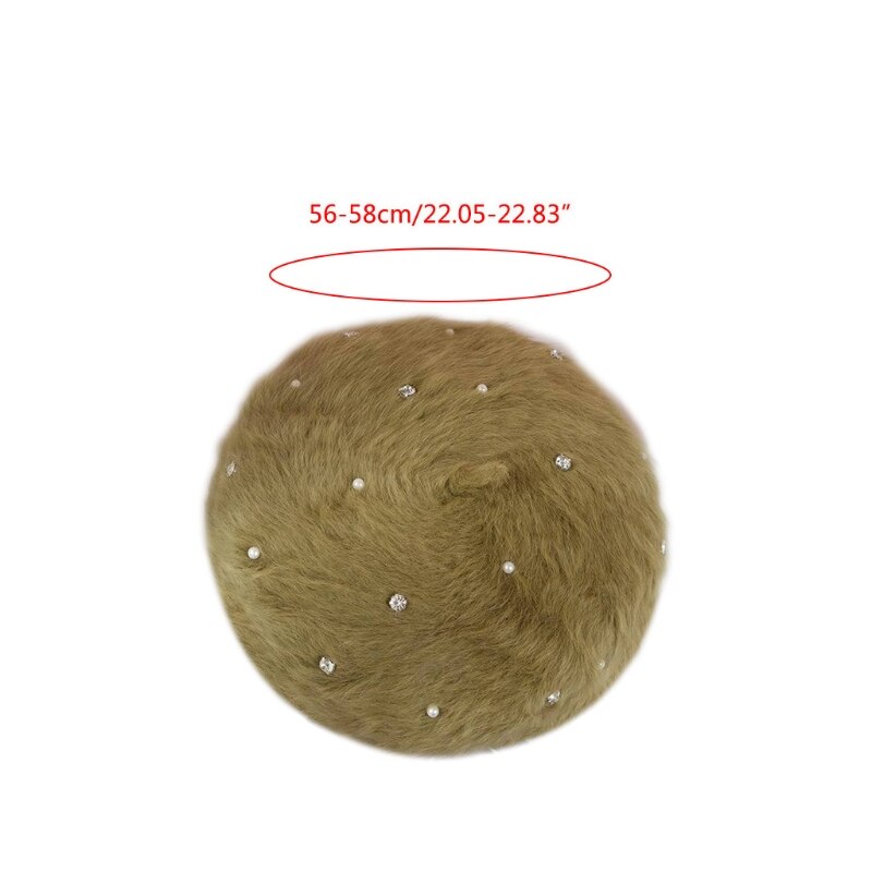 Vrouwen winter zachte pluche baret pet met strass parel kralen schilder muts  j78e