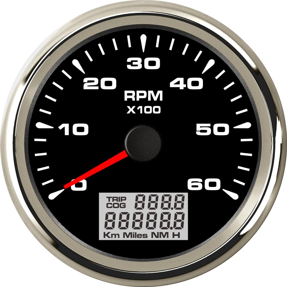 Universal 85mm rpm omdrejningstæller måler 0-3000 rpm /0-4000 rpm /0-6000 rpm /0-8000 rpm marine lcd omdrejningsmålere med trip timetællere: Bs 6000 omdr./min