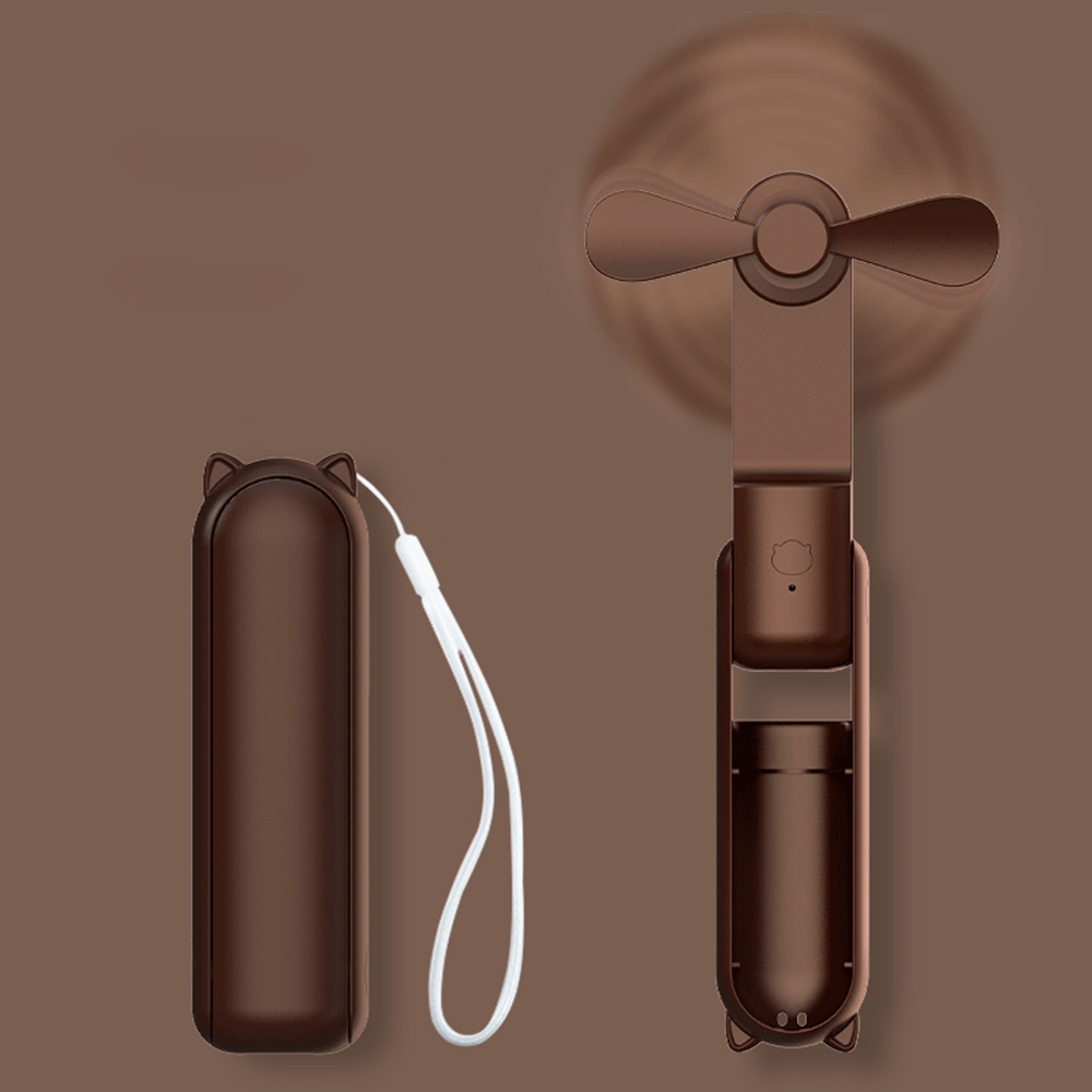 Neuer tragbarer kleiner Handventilator, tragbar, , Mini, drei Geschwindigkeiten, verstellbar, einfarbig, zum Aufladen kleiner Ventilator: Braun